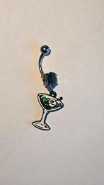 Navelpiercing met cocktailglas hanger, Navelpiercing, Staal, Nieuw, Ophalen of Verzenden