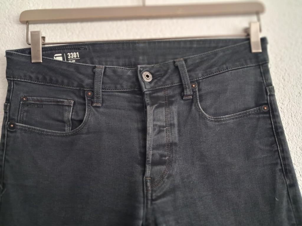 G-Star RAW 3301 Slim Jeans W30 L34 - Grijs, Kleding | Heren, W32 (confectie 46) of kleiner, Ophalen of Verzenden, Zo goed als nieuw