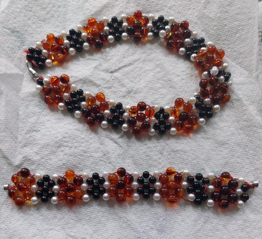 Ketting en armband van glazen kralen, Ophalen of Verzenden