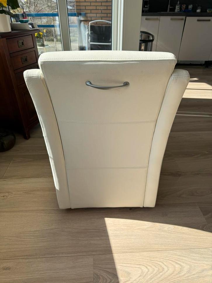 Witte leren eetkamerstoelen, Huis en Inrichting, Stoelen, Gebruikt, Vier, Leer, Wit, Ophalen