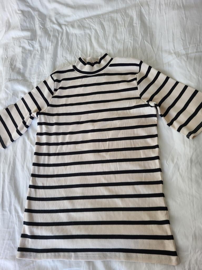 Nieuw Hema gestreept T-shirt met col maat M, Ophalen of Verzenden, Nieuw, Wit, Lange mouw