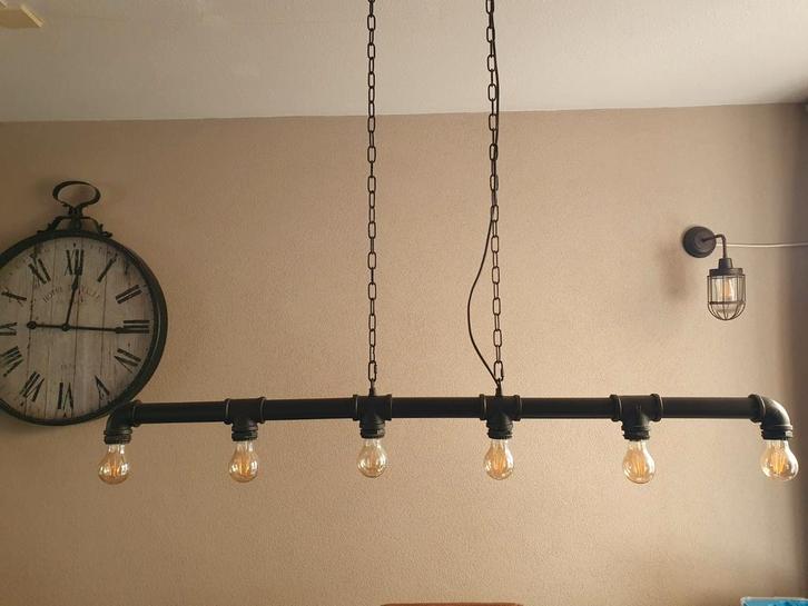 Industriële hanglamp, Huis en Inrichting, Lampen | Hanglampen, Gebruikt, 50 tot 75 cm, Metaal, Ophalen