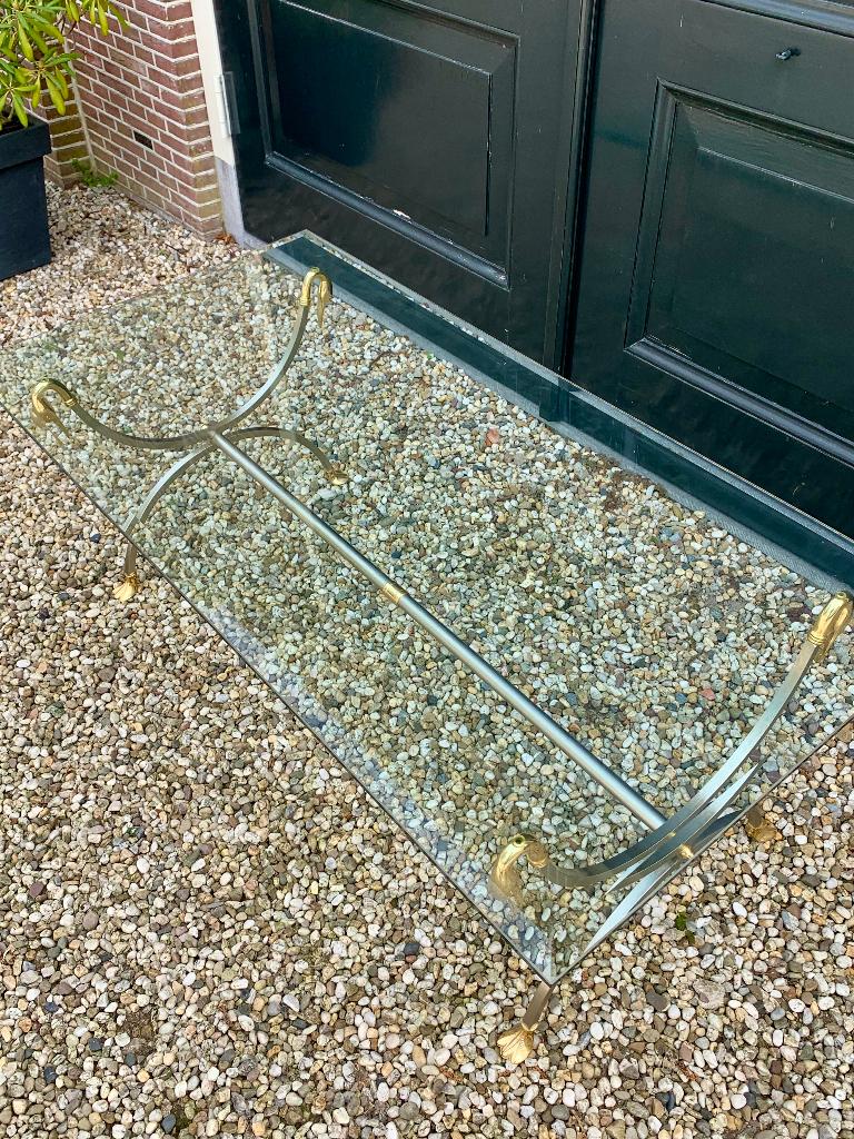Maison Jansen salontafel met zwanenkoppen, Huis en Inrichting, Tafels | Salontafels, Gebruikt, Minder dan 50 cm, 50 tot 100 cm