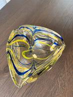 Vintage Murano Glas Astbak/Schaal - Geel & Blauw Swirl, Antiek en Kunst, Ophalen