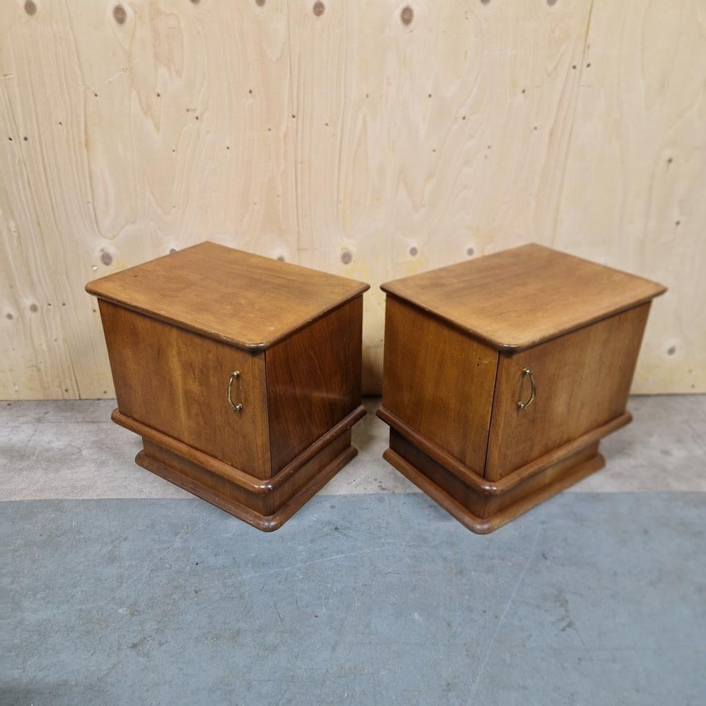 2 vintage nachtkastjes teak nachtkastje jaren 50, Huis en Inrichting, Slaapkamer | Nachtkastjes, Kolibrivintagehal@gmail.com, Gebruikt