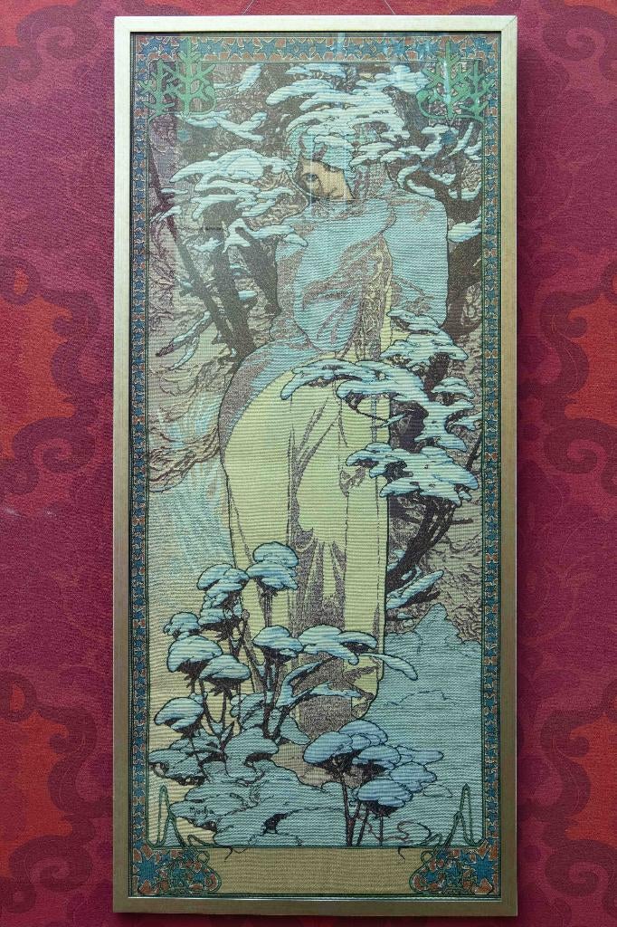 (nr.43) Jacquard wandkleed "Winter", Alphonse Mucha, Ophalen, Huis en Inrichting