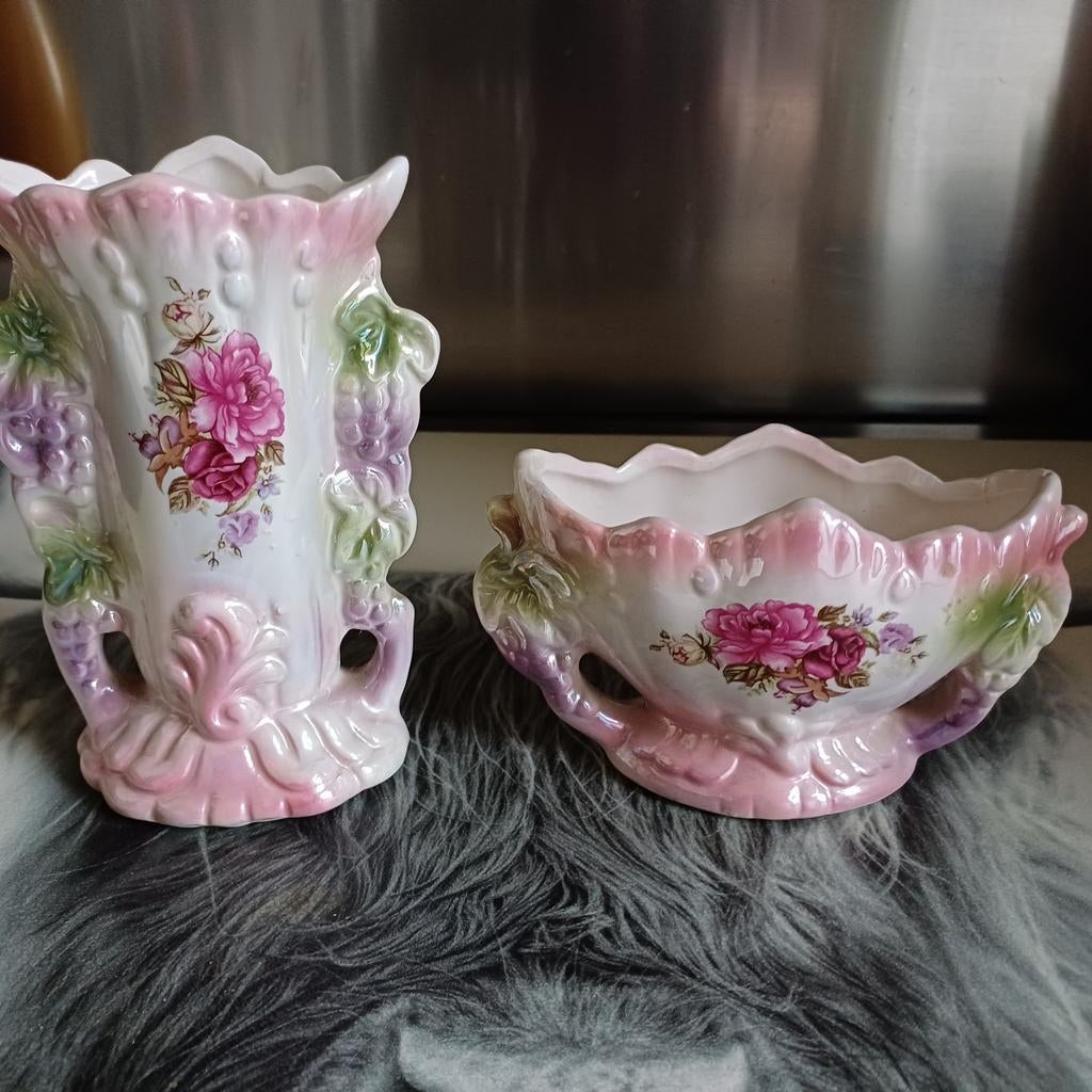 Franse Art Nouveau vaas en jardiniere, Antiek en Kunst, Ophalen of Verzenden