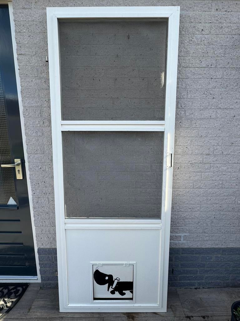 Hordeur met honden/kattenluikje Takkie/Siepie, Ophalen, Gebruikt, 80 tot 100 cm, Hordeur