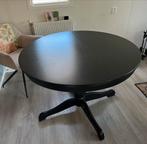 Zwarte ronde uitschuifbare eettafel - Prima staat, Huis en Inrichting, Ophalen, Gebruikt, Rond, 100 tot 150 cm