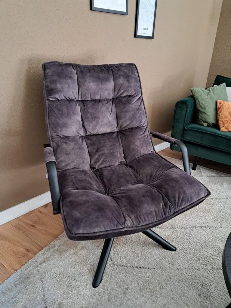 Comfortabele draaibare fauteuil - antracietgrijs, Huis en Inrichting, Stoelen, Ophalen, Modern, Comfortabel, Gebruikt, Stof