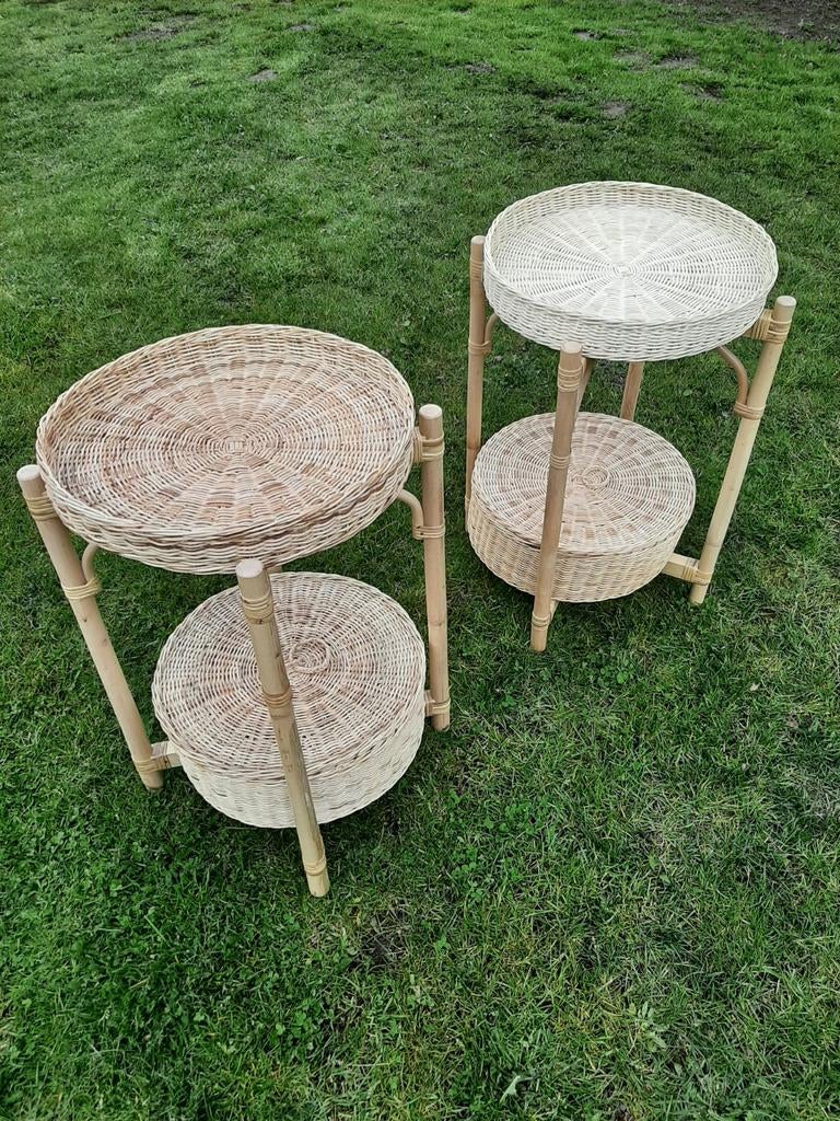 Set van 2 Tolkning nachtkastjes / bijzettafels van Ikea, Huis en Inrichting, Ophalen, Rond, Zo goed als nieuw, 60 cm of meer