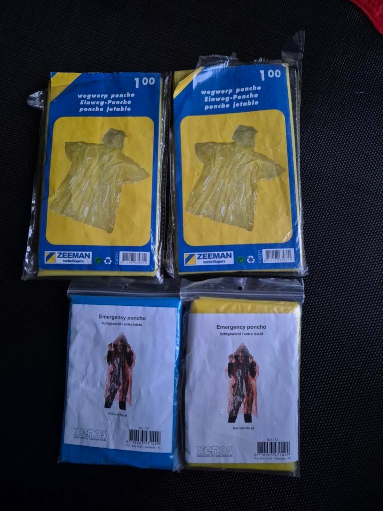 4 x regenponcho voor 1 malig  gebruik, Ophalen, Nieuw, Regenjas