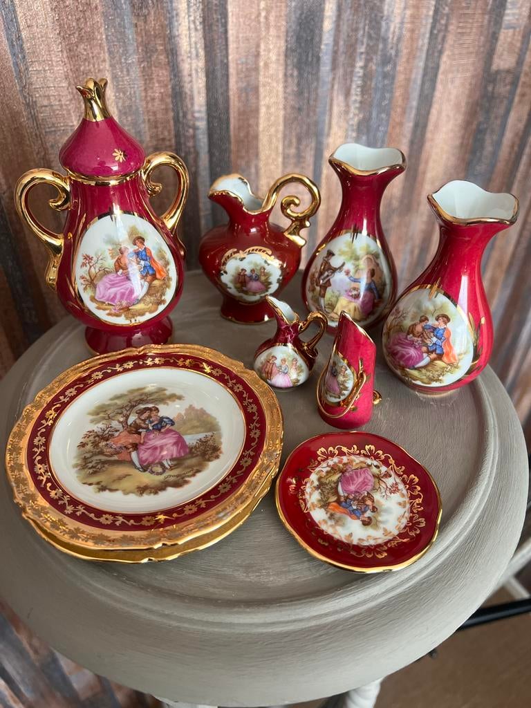Limoges Frankrijk Miniatuur Porseleinen Servies Set, Ophalen of Verzenden