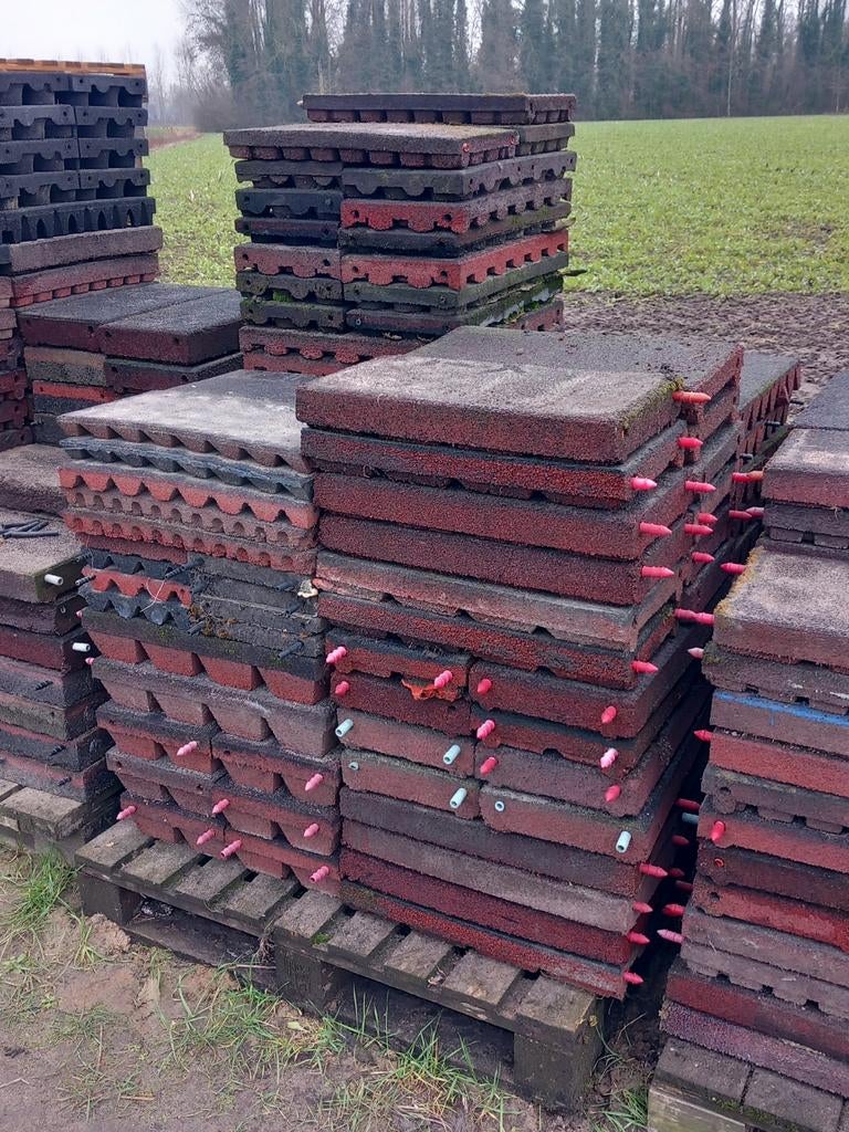 Diverse partijen rubber tegels 25x50, Tuin en Terras, Tegels en Klinkers, Ophalen, Gebruikt, -, -