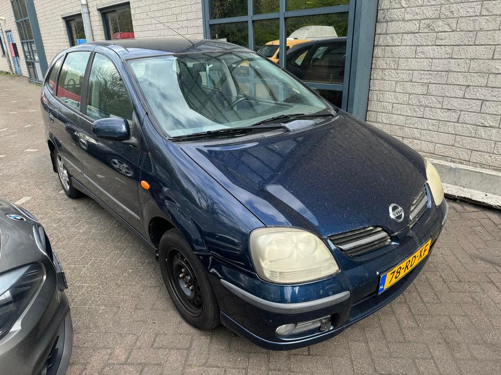 Nissan Almera Tino 1.8 AUT 2005 Blauw AUTOMATIC AIRCO EXPORT, Stof, 1250 kg, Zwart, 4 cilinders