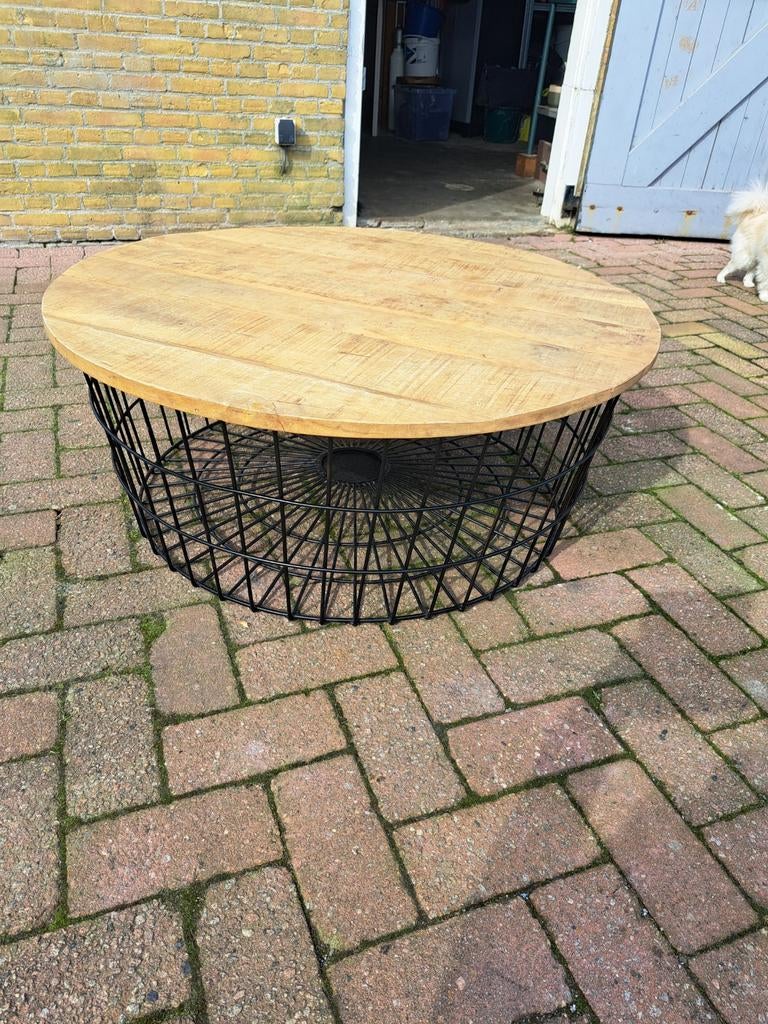 Mango houten tafel, Huis en Inrichting, 50 tot 100 cm, Rond, Zo goed als nieuw, Minder dan 50 cm