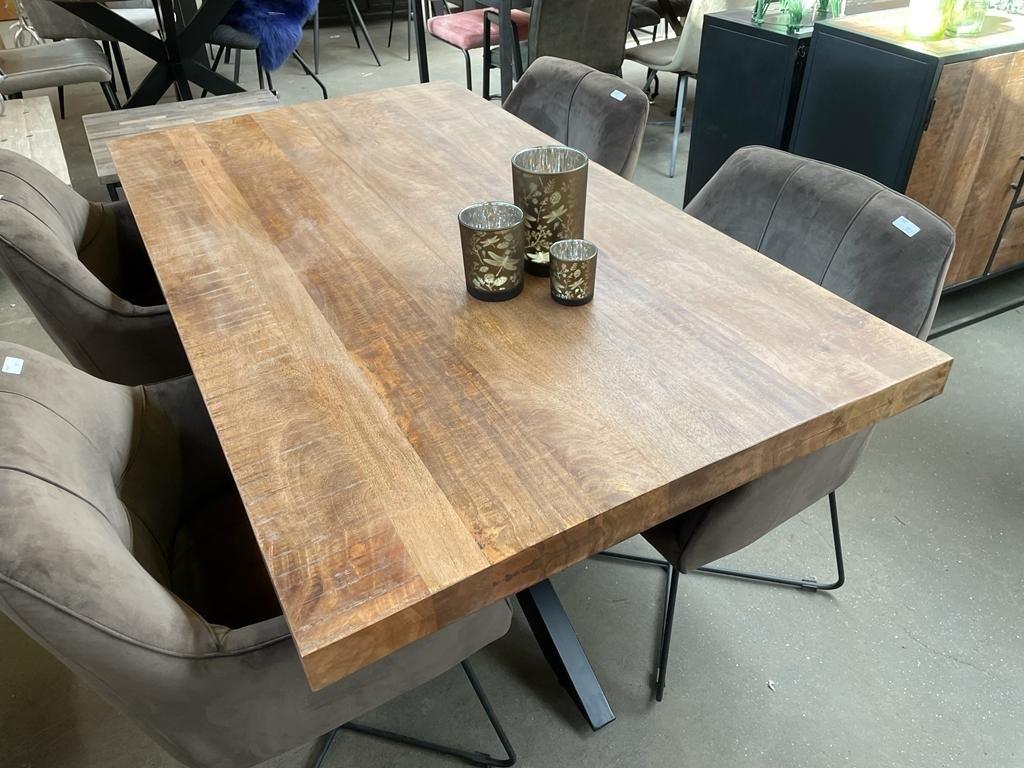 Magazijn leegverkoop eettafel mangohout matrix zwart 250, Hout, Nieuw, Ophalen of Verzenden, Info@wkhome.nl