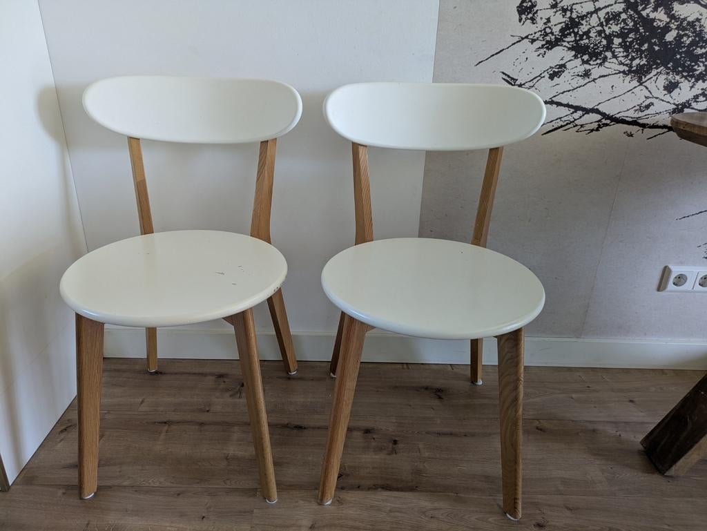 Stevige witte eetkamerstoelen, Huis en Inrichting, Stoelen, Ophalen, Gebruikt, Twee