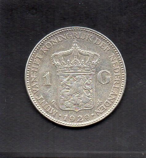 Zilveren Gulden 1929 Koningin Wilhelmina (62), Postzegels en Munten, Munten | Nederland, 1 gulden, Zilver, Ophalen of Verzenden