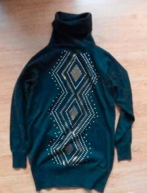 Mooie donkergrijze coltrui maat 38 met steentjes, Kleding | Dames, Ophalen of Verzenden, Zo goed als nieuw, Maat 38/40 (M), Grijs