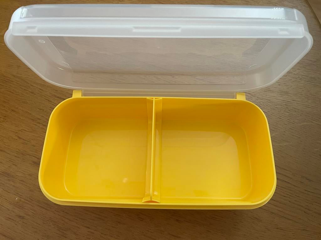 Gele Koektrommel 980ML met transparant deksel (4xbeschikbaar, Ophalen of Verzenden, Nieuw, Geel, Bus of Trommel