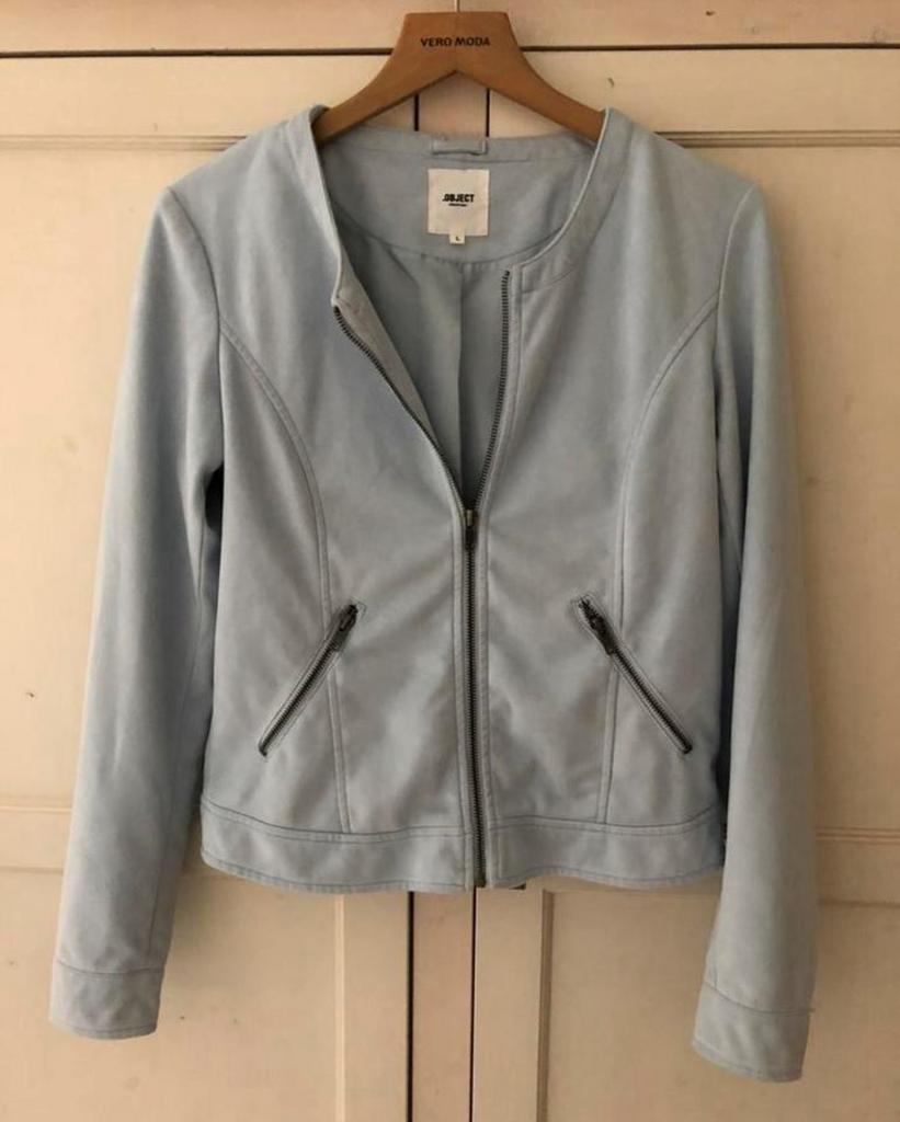 Velours licht blauw jasje Object maat L, Kleding | Dames, Blauw, Maat 42/44 (L), Ophalen of Verzenden, Zo goed als nieuw