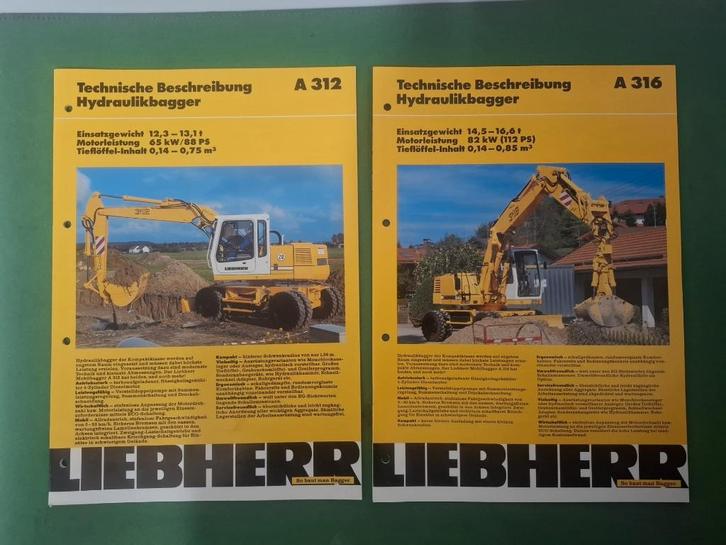 Liebherr A312 en A316  technische specifcaties, Boeken, Catalogussen en Folders, Zo goed als nieuw, Folder, Ophalen of Verzenden