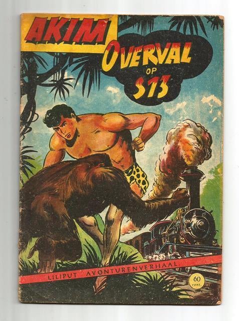 Akim /Overval op S13 -1955 ! Akim/ Groot /Kleur / Liliput, Eén stripboek, Ophalen of Verzenden, Gelezen