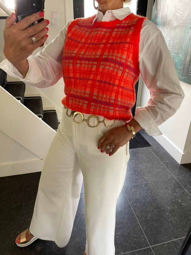 Essentiel Antwerp, prachtige dunne wollen spencer, S/M, Ophalen of Verzenden, Zo goed als nieuw, Maat 38/40 (M), Oranje