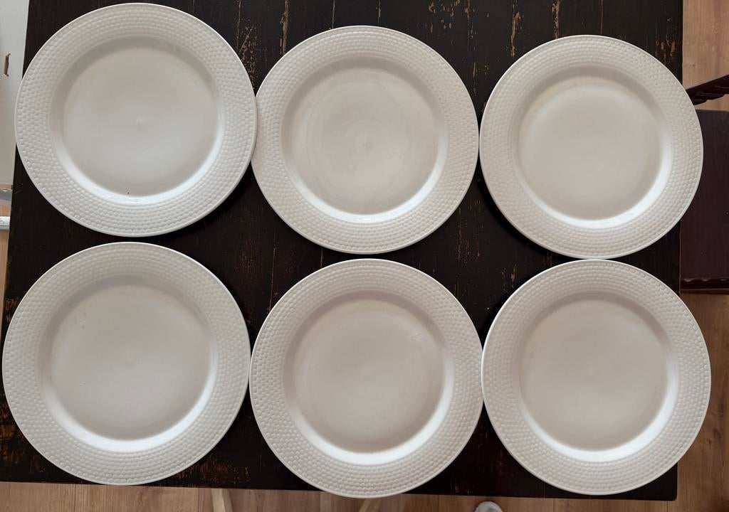 6 Intermezzo dinerborden met streepjespatroon, Huis en Inrichting, Keuken | Servies, Ophalen, Overige materialen, Zo goed als nieuw