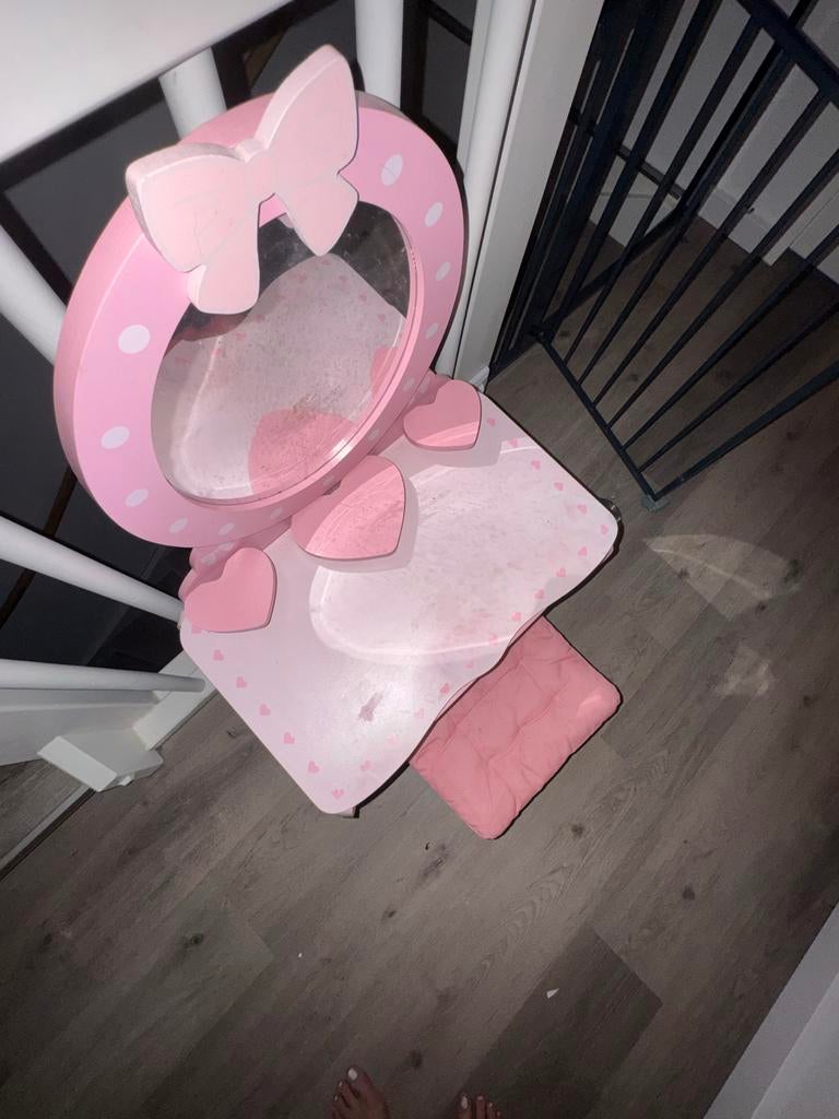 Roze kinderkaptafel, Huis en Inrichting, Tafels | Kaptafels, Gebruikt, Minder dan 100 cm, Minder dan 50 cm, Hout, Ophalen