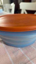 Tupperware, opvouwbaar vergiet, blauw, kom oranje met deksel, Ophalen of Verzenden, Zo goed als nieuw, Blauw, Bak of Kom
