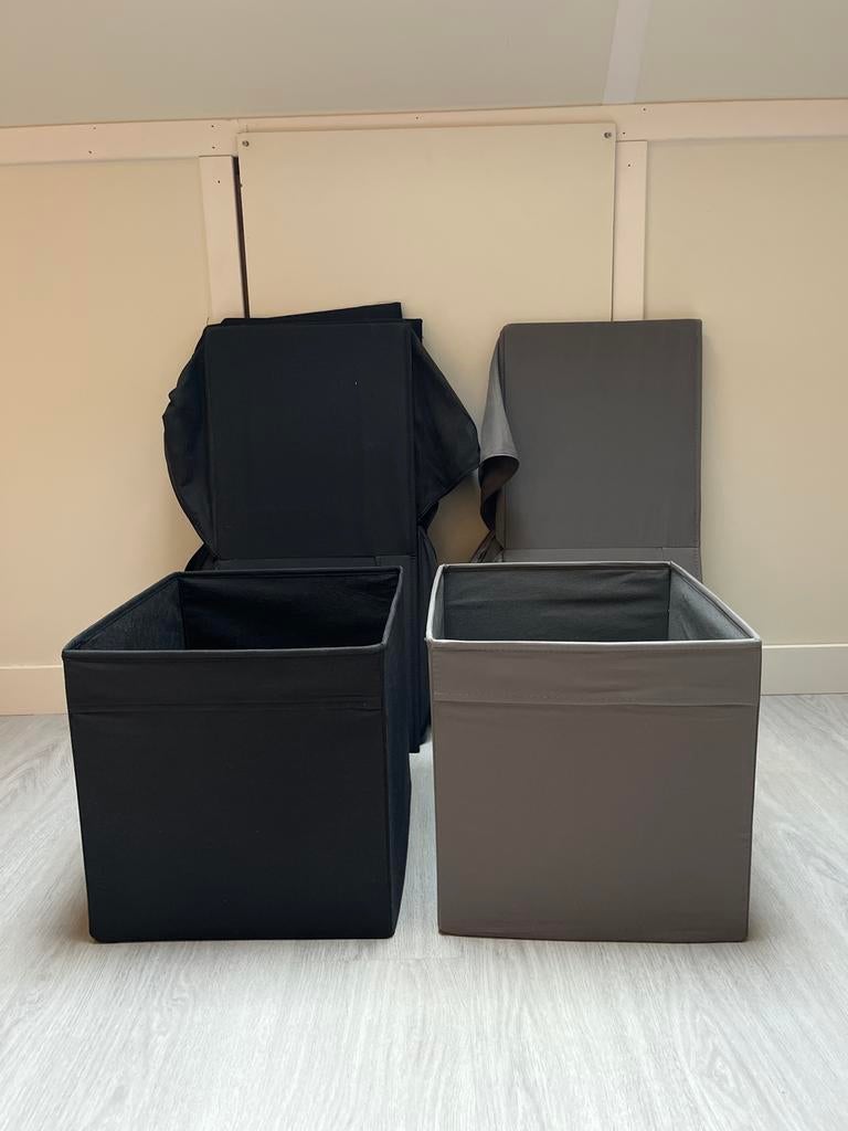 IKEA Dröna bakken - 9 stuks (6x zwart, 3x grijs), Ophalen, Gebruikt, Zwart, Textiel