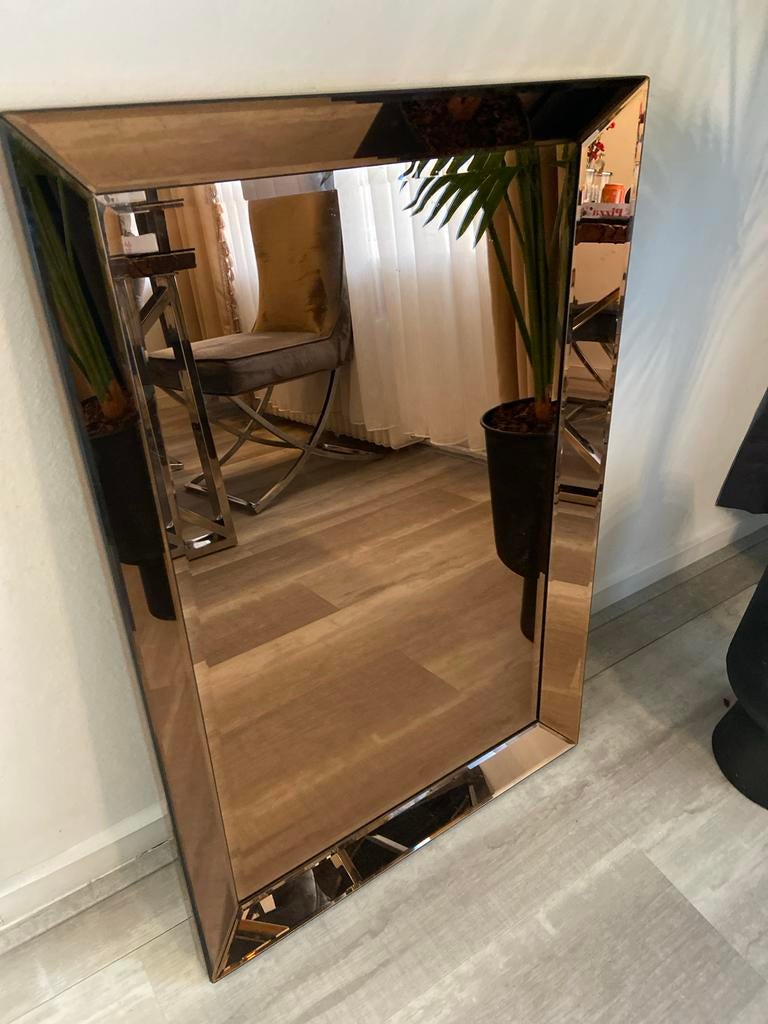Stijlvolle Spiegel met Bronzen Rand, Huis en Inrichting, Woonaccessoires | Spiegels, 100 tot 150 cm, Ophalen of Verzenden, Zo goed als nieuw