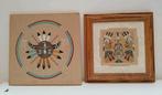 Navajo Indiaan orgineel Sand Art schilderijen 2 stuks, Minder dan 50 cm, Verzenden, Zo goed als nieuw, Schilderij