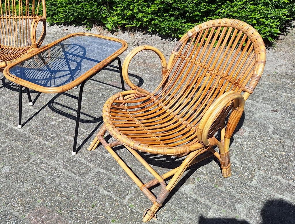 Rotan stoel en tafel, Ophalen, Gebruikt