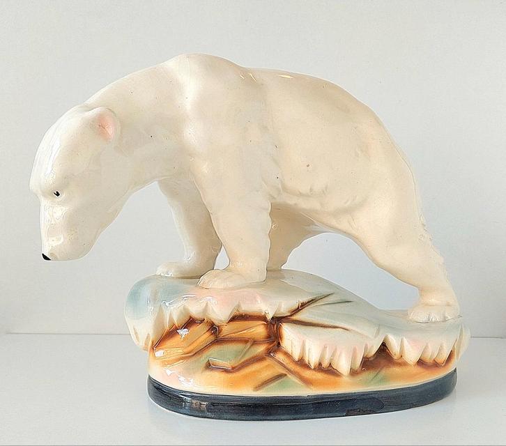 Prachtig Art Deco Beeld IJsbeer Keramiek, Antiek en Kunst, Curiosa en Brocante, Verzenden