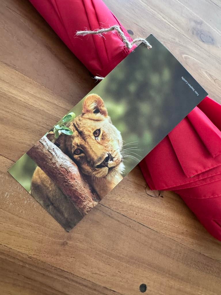 Postcodeloterij paraplu met leeuwenprint, Sieraden, Tassen en Uiterlijk, Ophalen of Verzenden, Nieuw, Rood