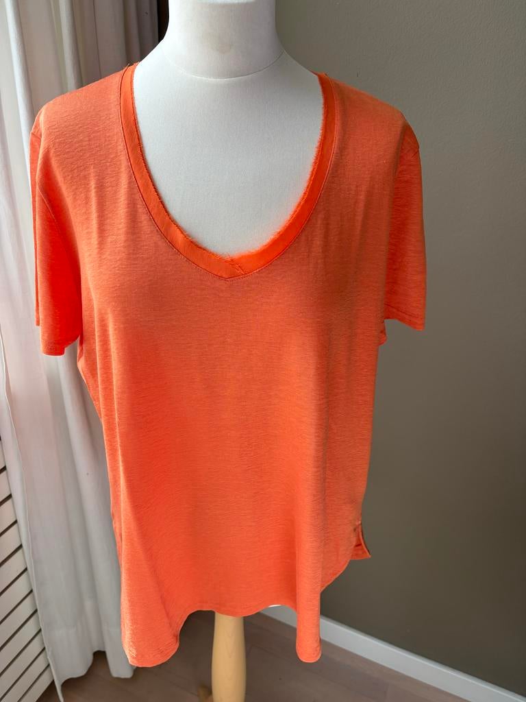 Linnen top van Marc Cain maat 7/ 46, Kleding | Dames, Tops, Maat 38/40 (M), Verzenden, Oranje, Korte mouw