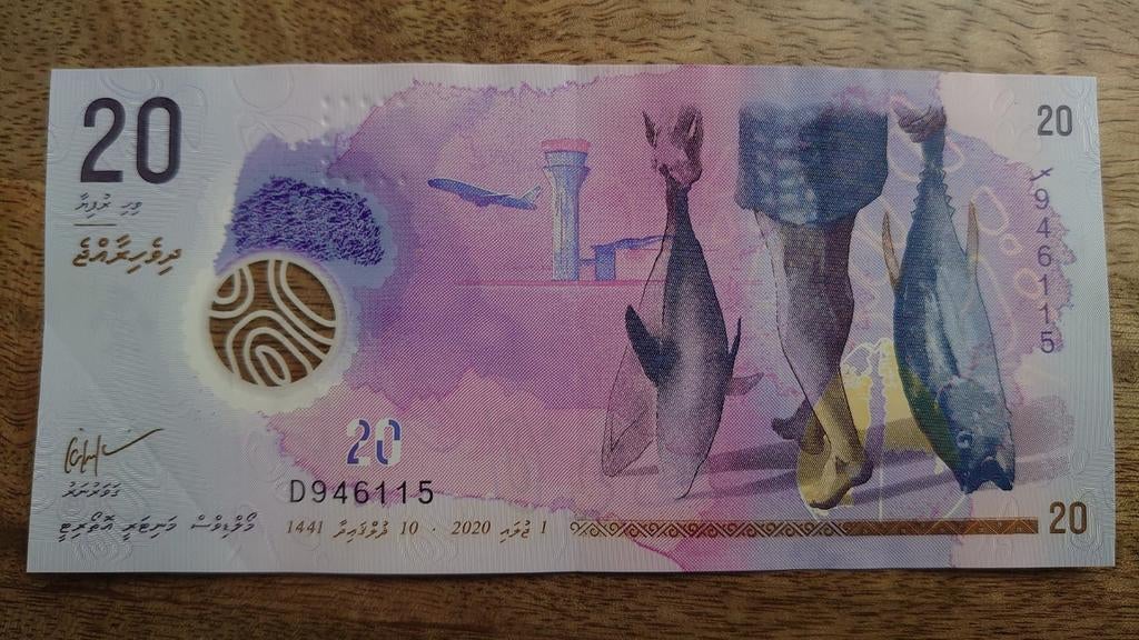 ** Malediven 20 rufiyaa 2020 XF 27b **, Postzegels en Munten, Ophalen of Verzenden, Los biljet