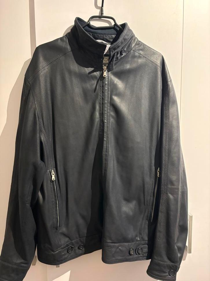 Super zacht leren zomer jack van Gimo’s maat 52, Kleding | Heren, Jassen | Zomer, Gedragen, Maat 52/54 (L), Blauw, Ophalen of Verzenden