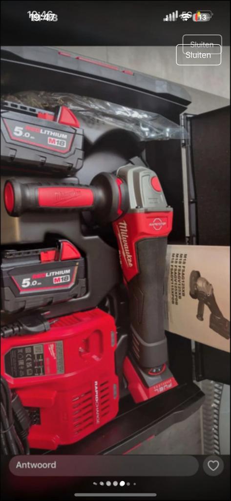 Milwaukee Haakse Slijpmachine M18 FUEL met 2x 5.0Ah accu, Ophalen of Verzenden, Zo goed als nieuw, 1000 watt of meer, Haakse handslijpmachine