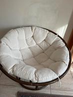 Papasan stoel met comfortabel wit kussen, Huis en Inrichting, Stoelen, Ophalen, Gebruikt, Wit, Riet of Rotan