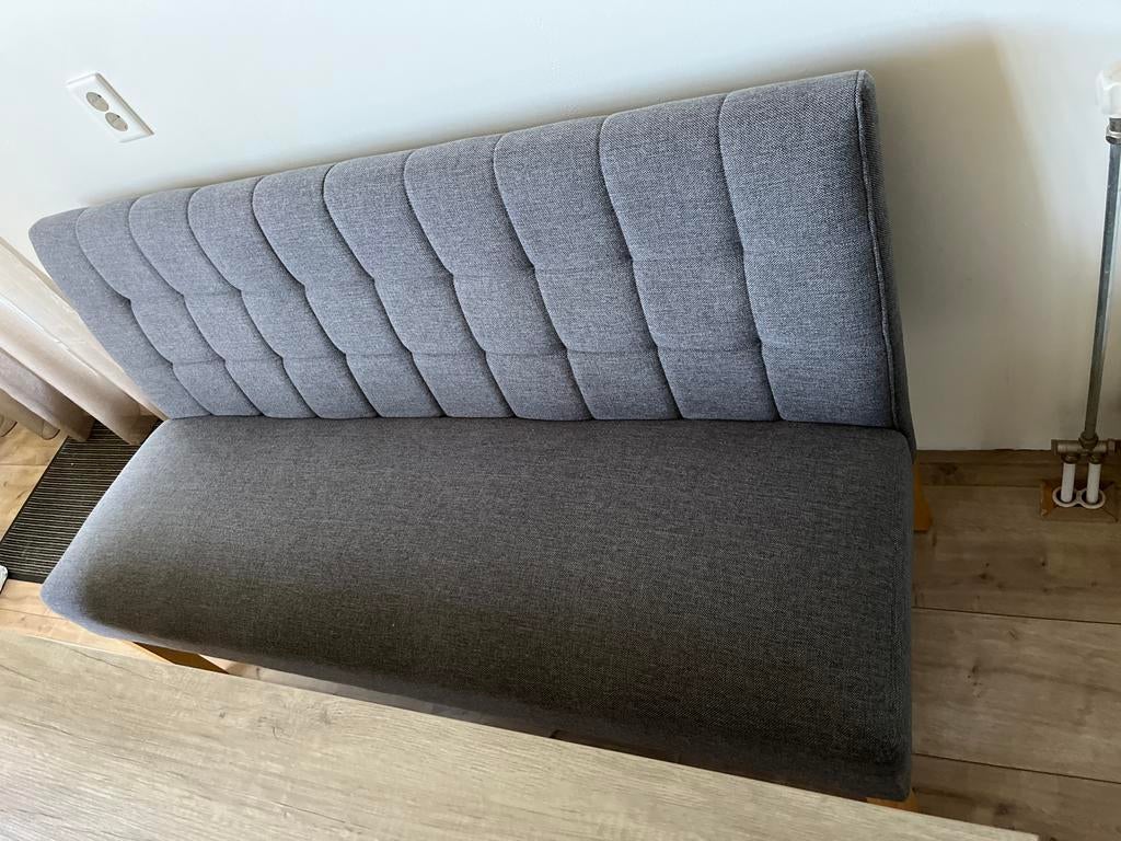 Grijze eettafelbank, Huis en Inrichting, Banken | Bankstellen, Gebruikt, Rechte bank, Tweepersoons, 150 tot 200 cm, 75 tot 100 cm