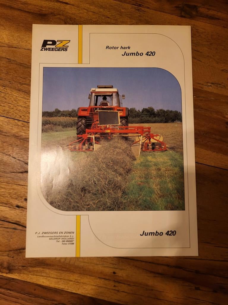 Tractor folder PZ zweegers rotor hark JUMBO 420, Boeken, Catalogussen en Folders, Ophalen of Verzenden