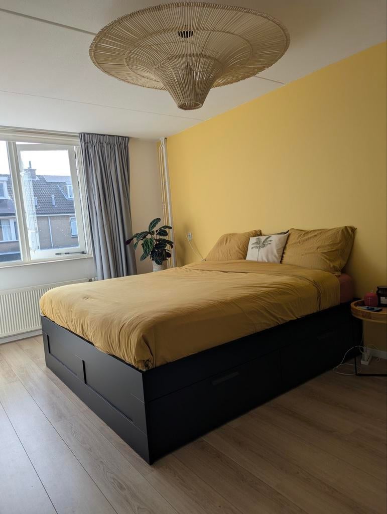 IKEA Brimnes bed 180x200 met opberglades, Huis en Inrichting, Slaapkamer | Bedden, Gebruikt, Zwart, Tweepersoons, Ophalen of Verzenden