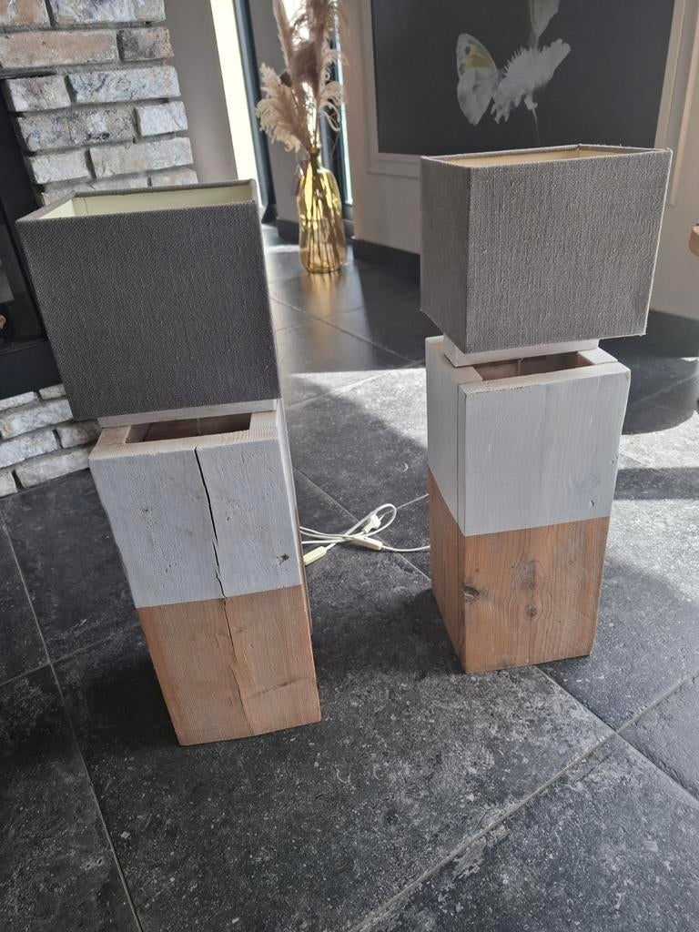 2 houten tafellampen, Ophalen of Verzenden, Minder dan 50 cm