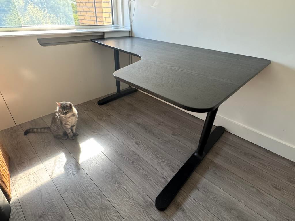IKEA BEKANT Hoekbureau/Cornerdesk 160x110, Huis en Inrichting, Ophalen, Zwart, Gebruikt, Hoekbureau