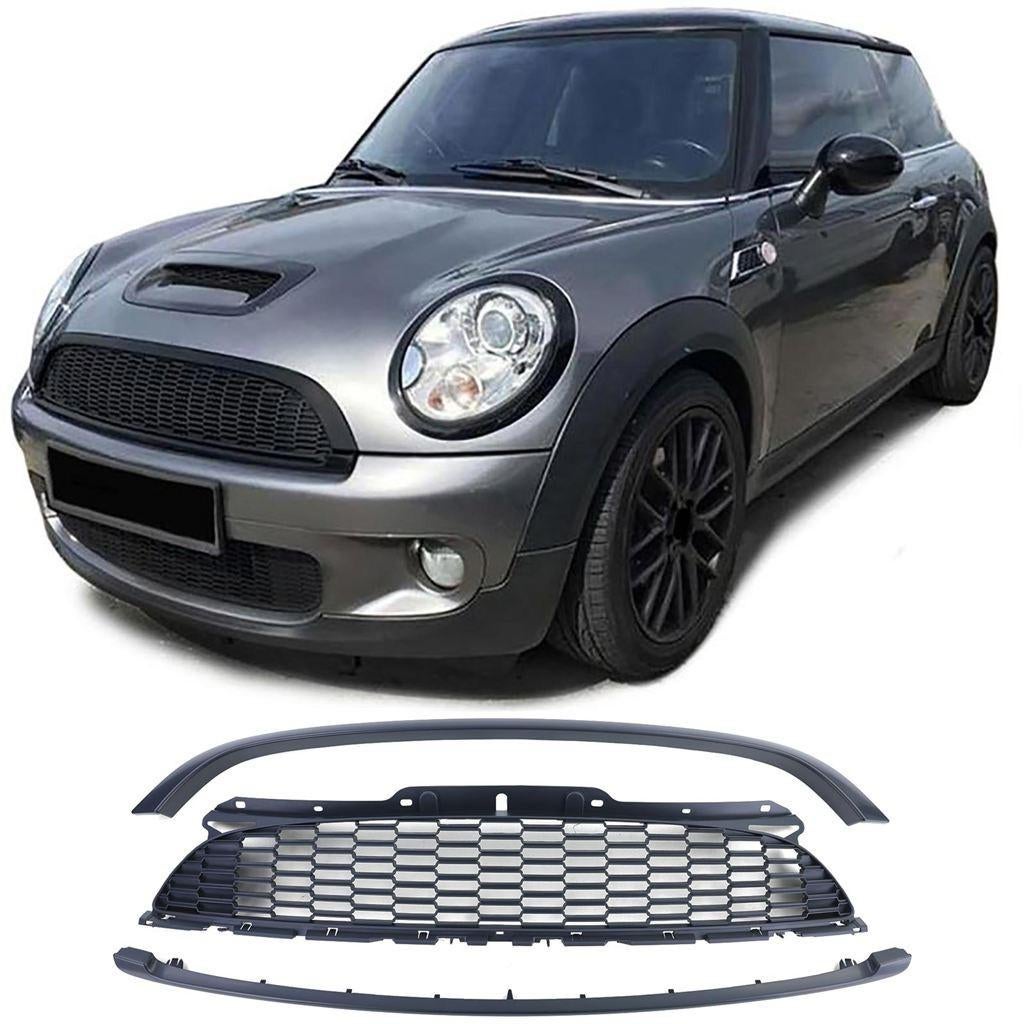 Grill Set Mat Zwart Mini R55 / R56 – 3-delig Sportieve Front