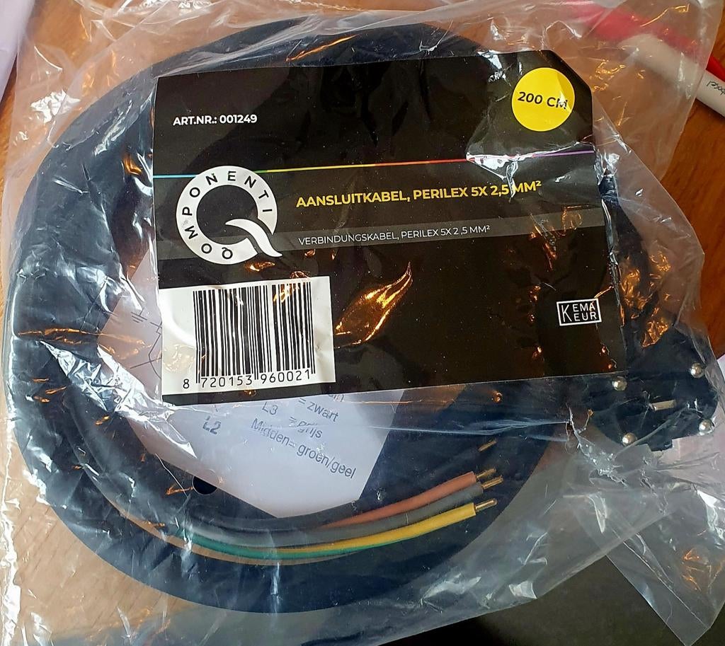 Perilex aansluitkabel 5 x 2,5 Mm2 - 200 cm in Bussum, Doe-het-zelf en Verbouw, Elektra en Kabels, Ophalen of Verzenden, Nieuw